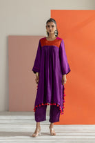 Purple Silk Kurta Set - CiceroniKurta Set, Festive WearTussah