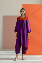 Purple Silk Kurta Set - CiceroniKurta Set, Festive WearTussah