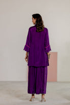 Purple Top & Salwar Set - CiceroniKurta Set, Festive WearTussah
