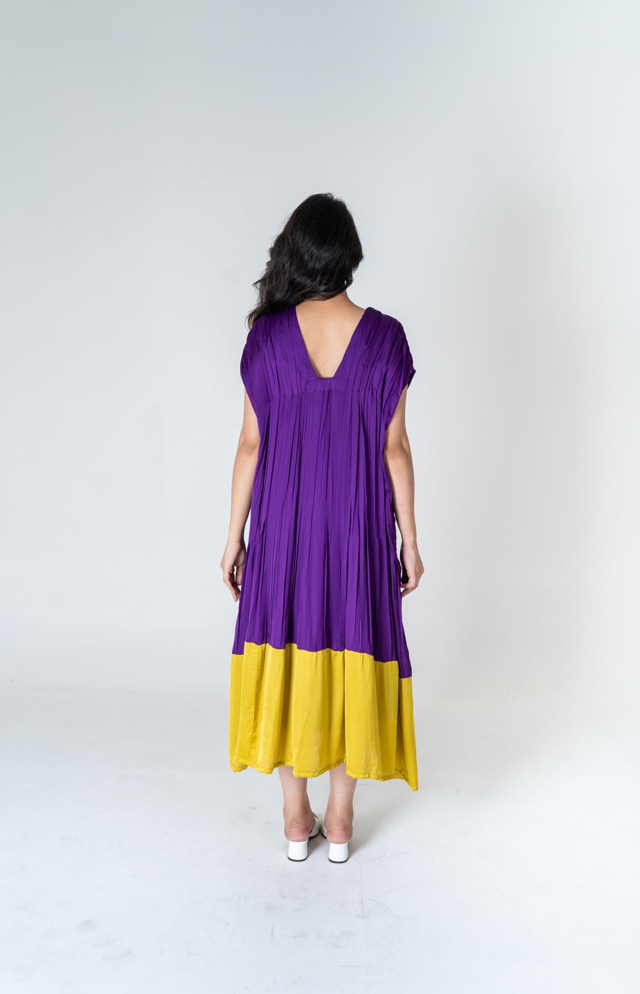 Purple - Yellow Color - Blocked Dress - CiceroniDressesNeora