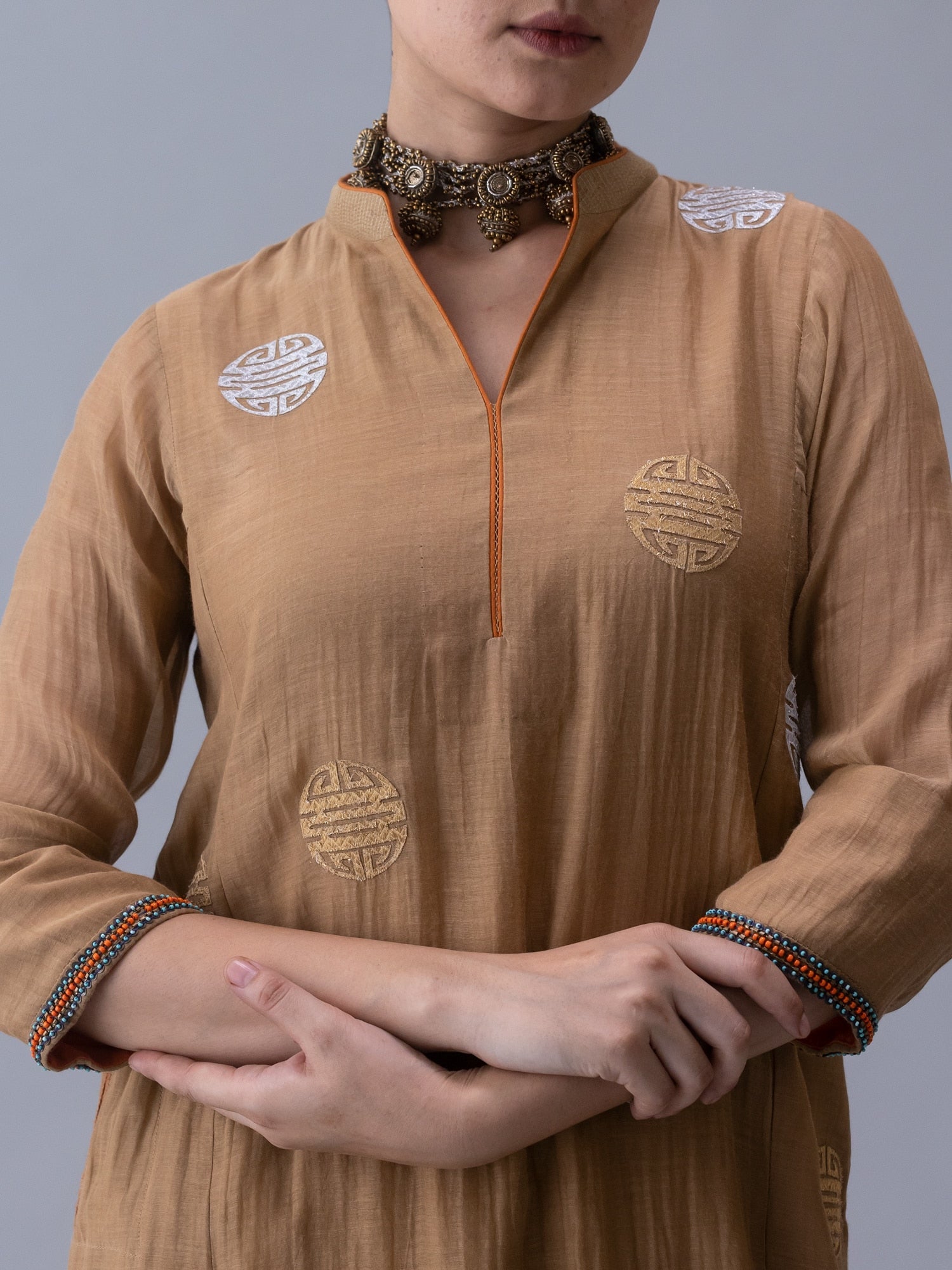 Qin Beige Kurta - CiceroniKurta Set, Festive WearShades of India