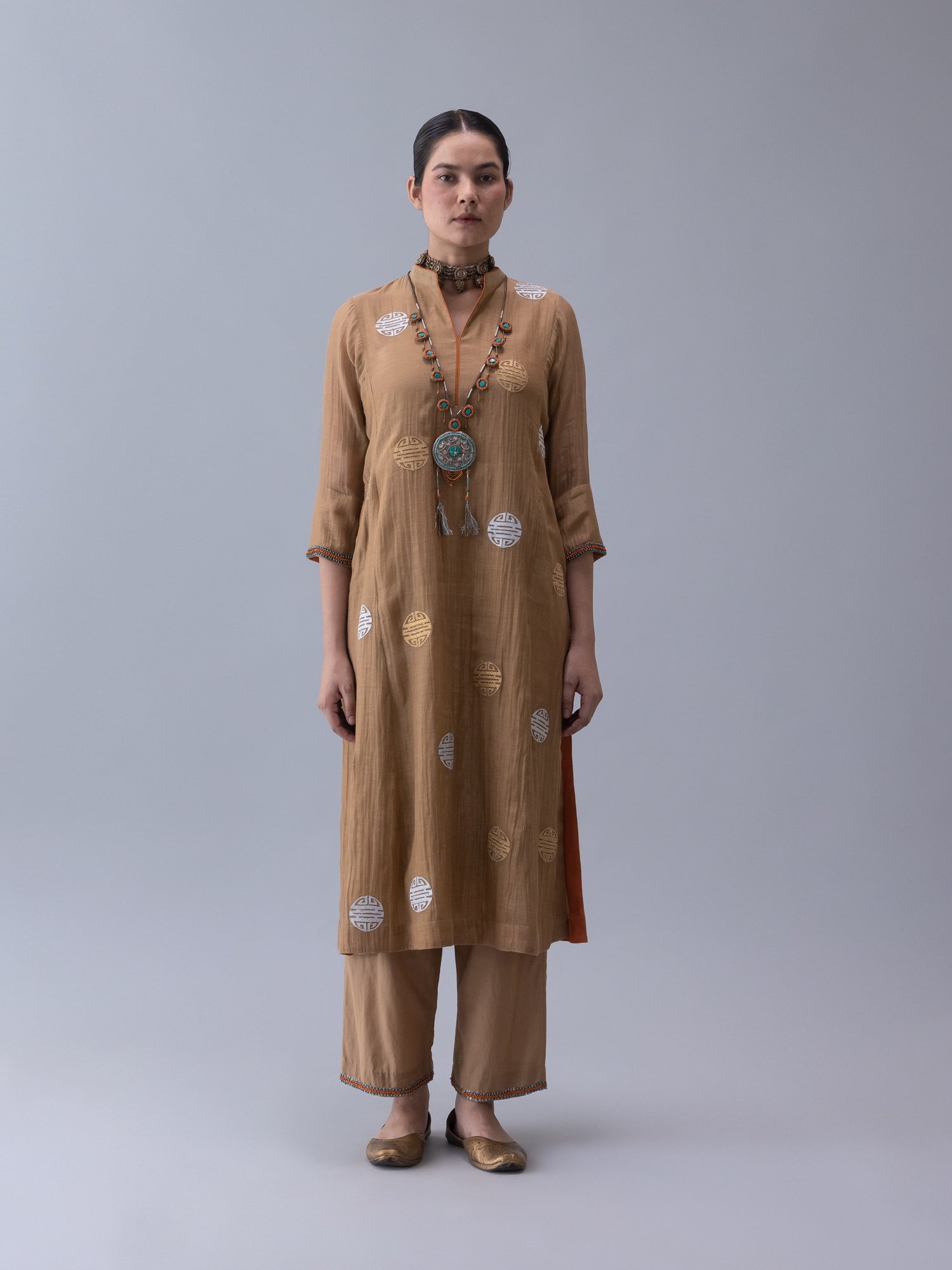 Qin Beige Kurta - CiceroniKurta Set, Festive WearShades of India