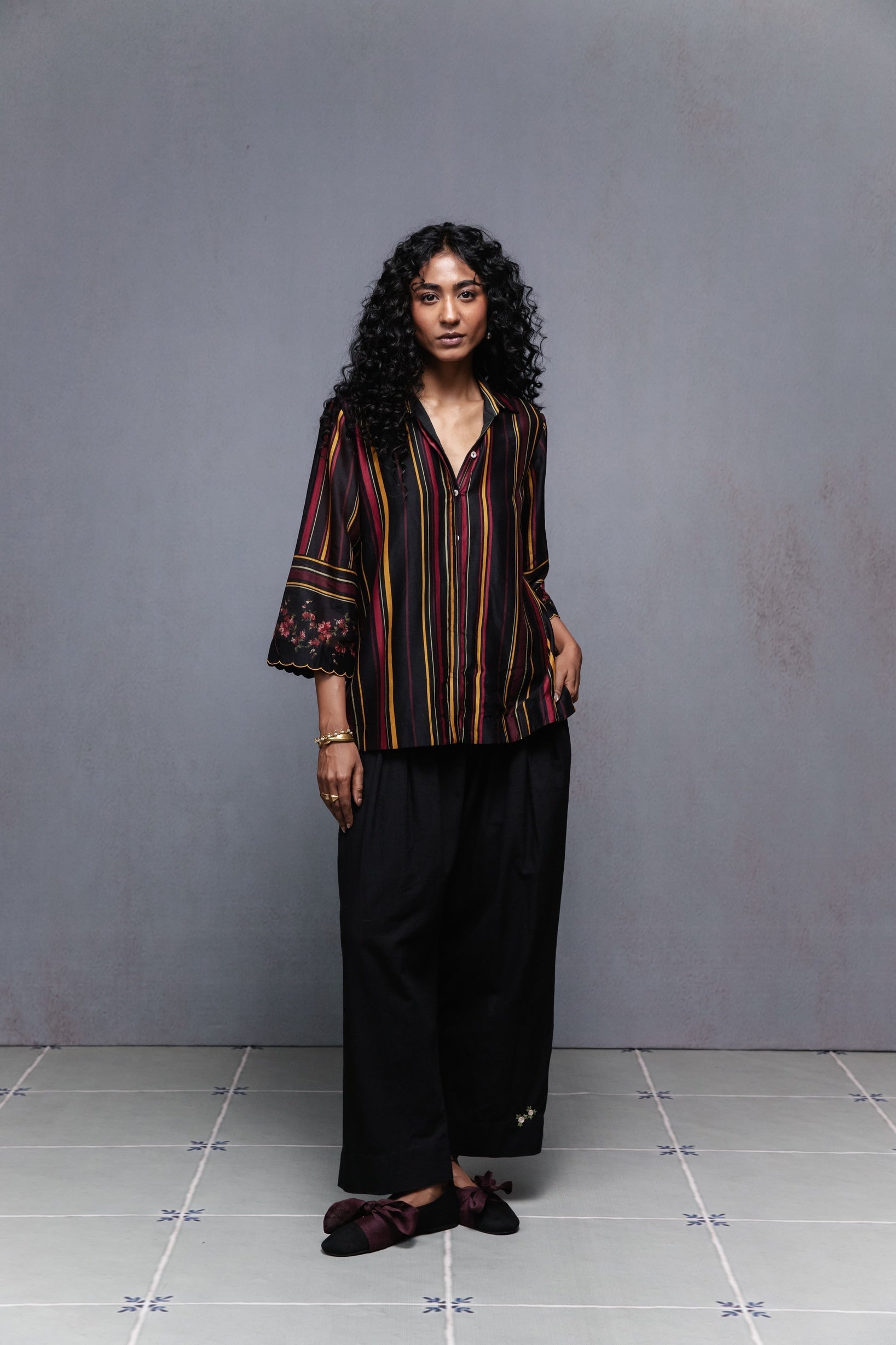 Raha Shirt in Black Stripes Set - CiceroniCo-ord SetSubbah