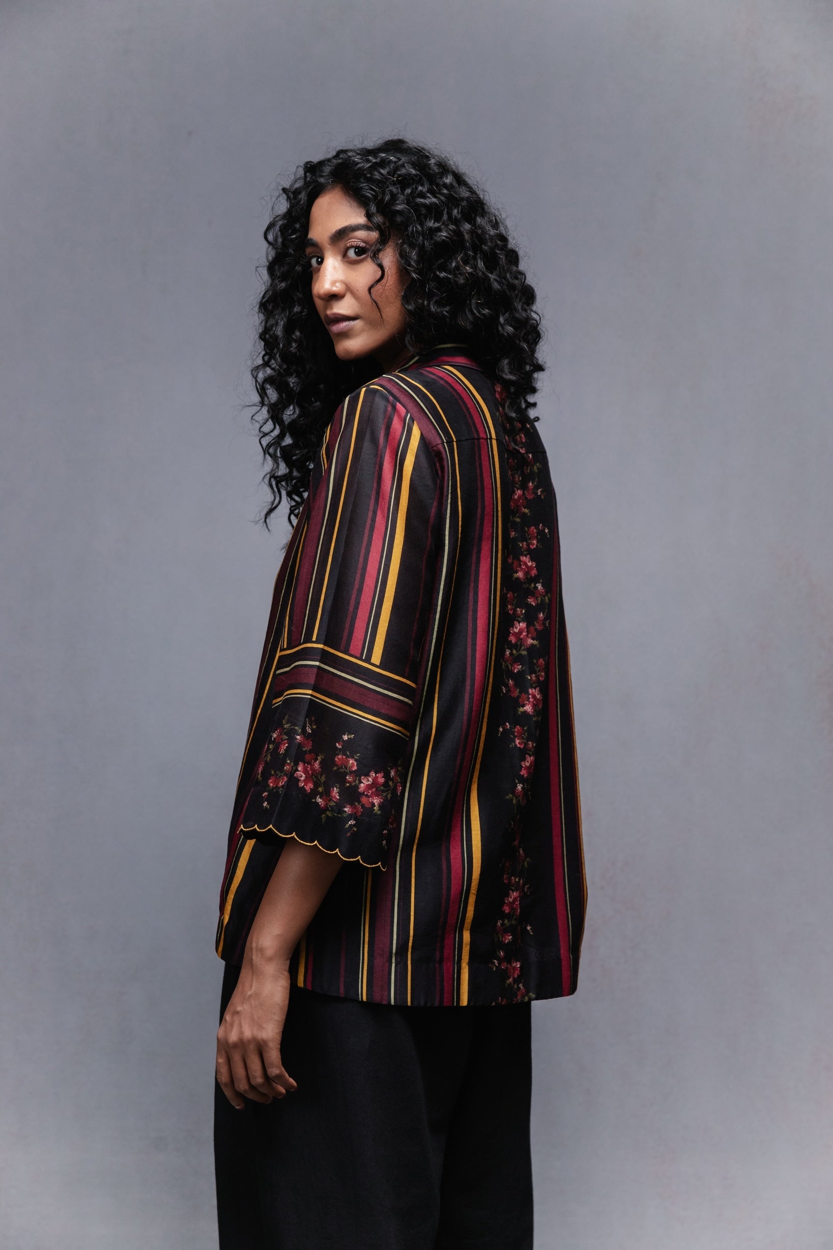Raha Shirt in Black Stripes Set - CiceroniCo-ord SetSubbah