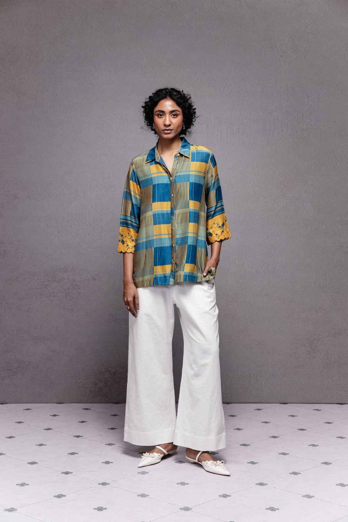 Raha Shirt in Blue Checks Set - CiceroniCo-ord SetSubbah
