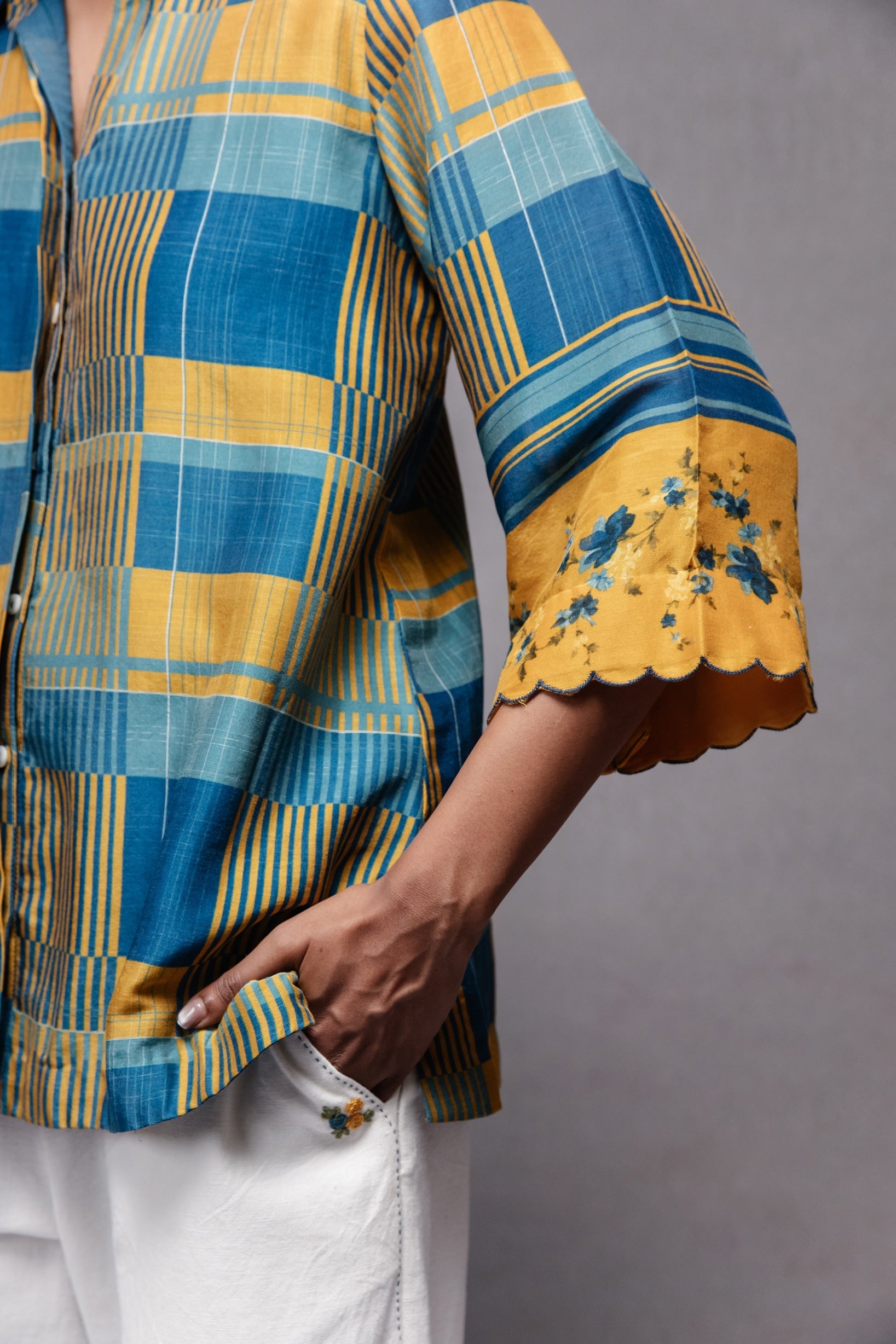 Raha Shirt in Blue Checks Set - CiceroniCo-ord SetSubbah
