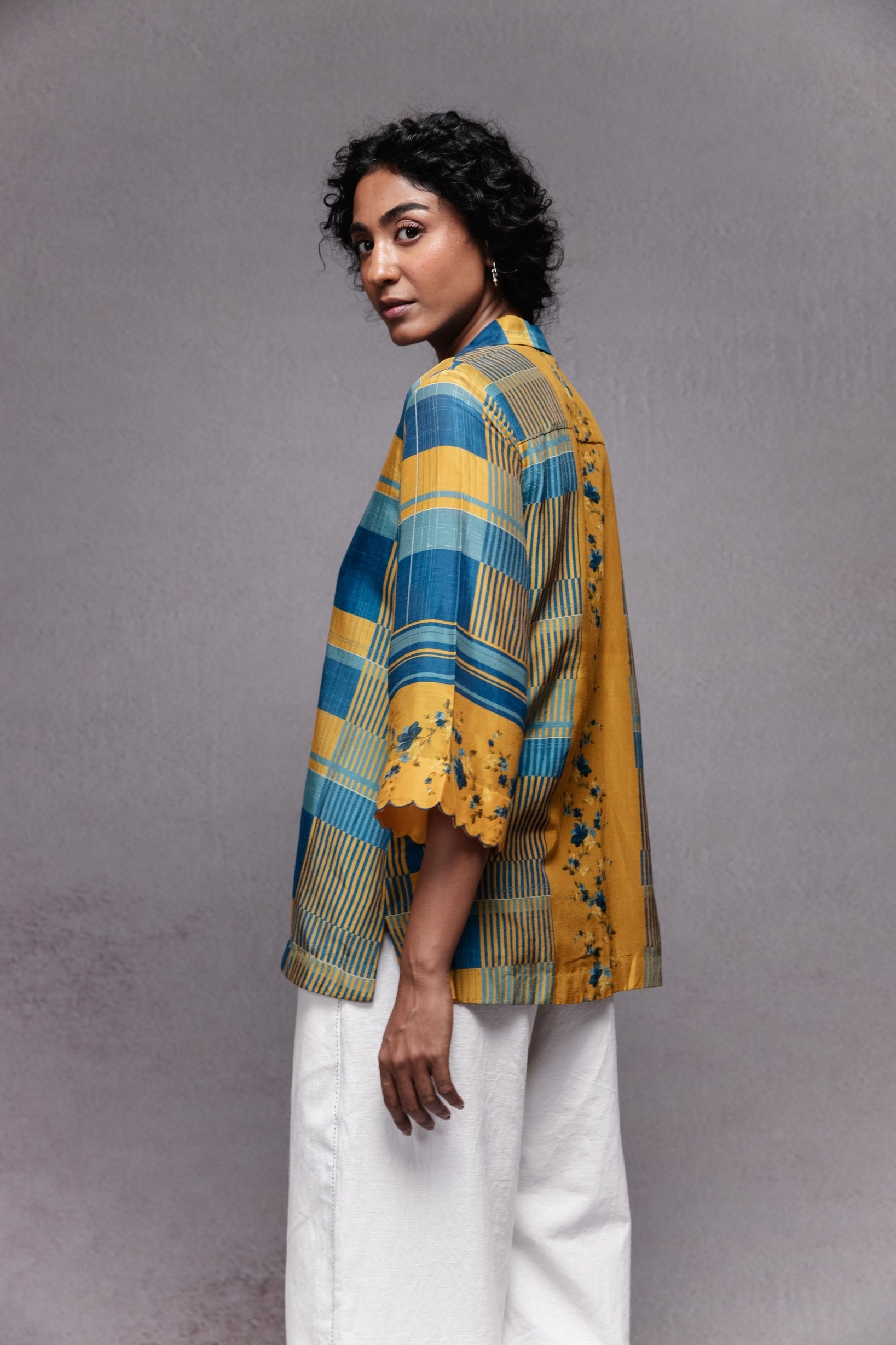 Raha Shirt in Blue Checks Set - CiceroniCo-ord SetSubbah