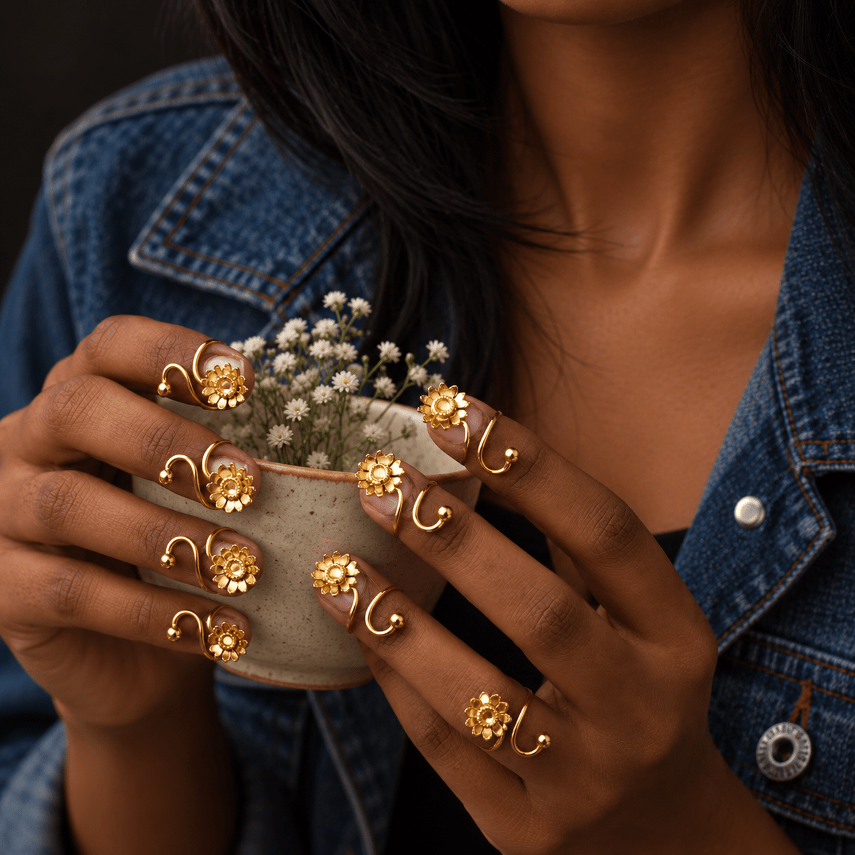 Raining Flower Nail Ring - CiceroniNail RingKalon Art Jewellery