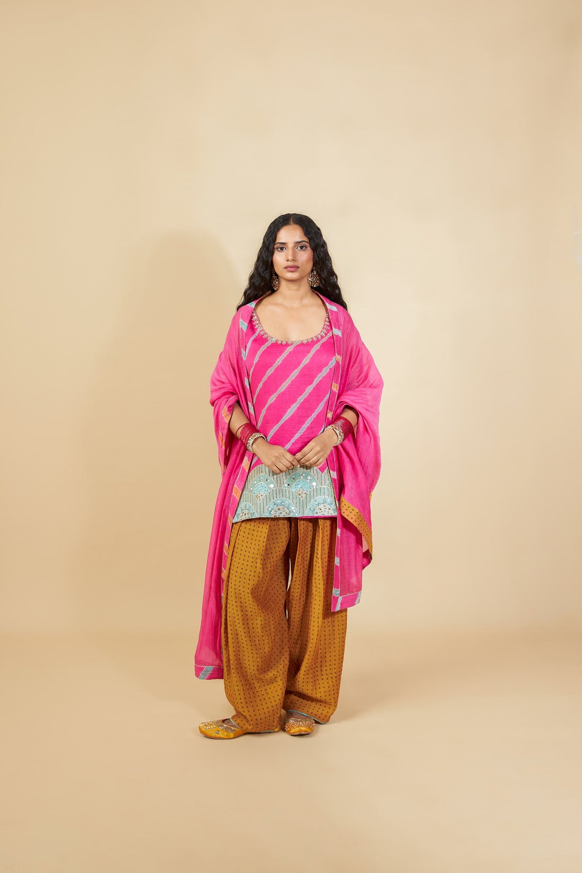 Rani Mastani Embroidered Kurta Set- Set of 3 - CiceroniKurta Set, Festive WearPants and Pajamas