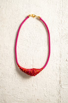Rani Pink Cord Necklace with Coral Wrapped Bib - CiceroniNeckpieceBoundless by Shilpi