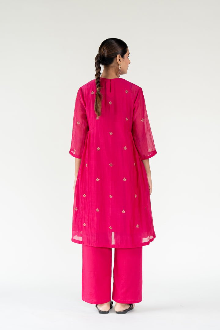 Rani Pink Ekra Kurta (Set of 2) - CiceroniKurta Set, Festive WearNirjara