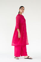 Rani Pink Ekra Kurta (Set of 2) - CiceroniKurta Set, Festive WearNirjara