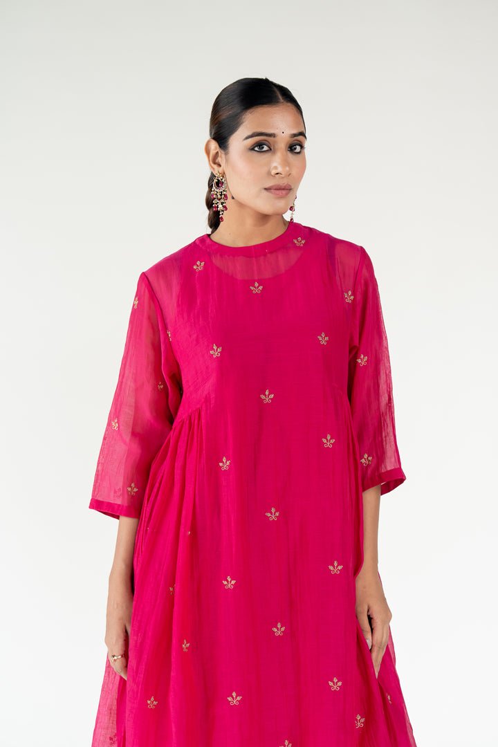 Rani Pink Ekra Kurta (Set of 2) - CiceroniKurta Set, Festive WearNirjara