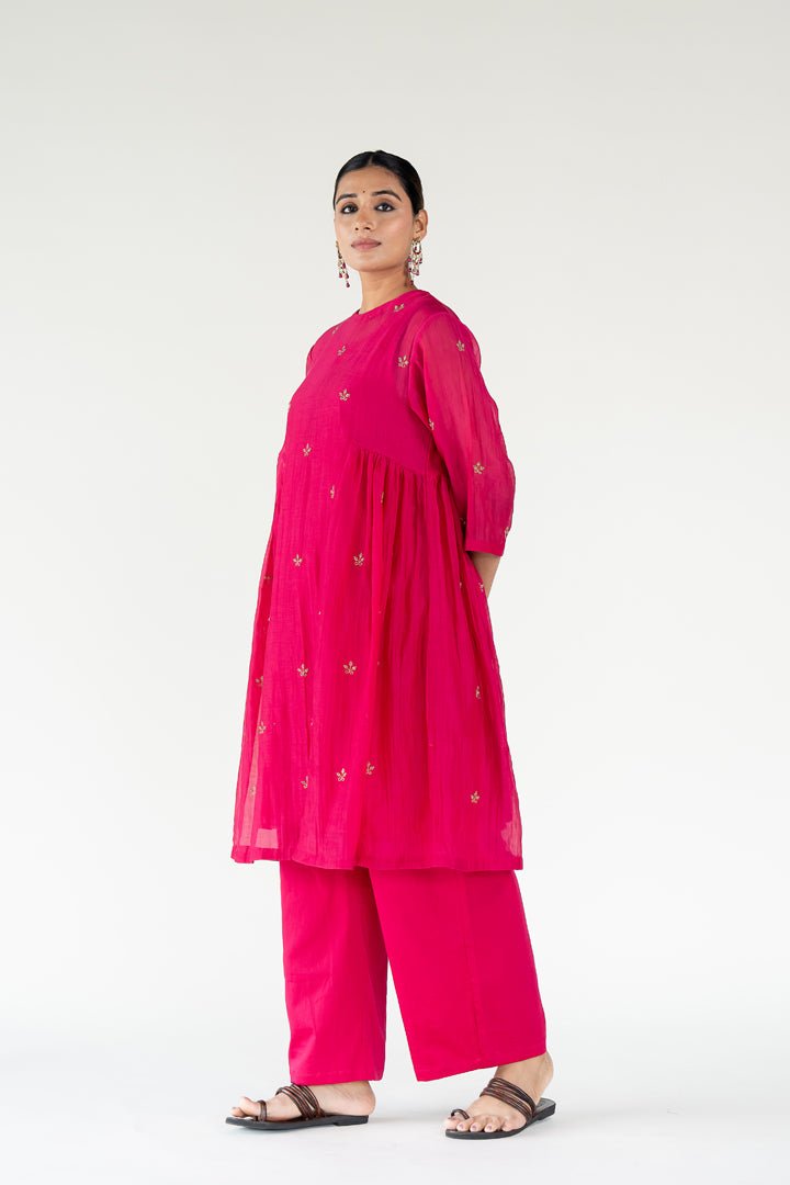 Rani Pink Ekra Kurta (Set of 2) - CiceroniKurta Set, Festive WearNirjara