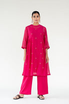 Rani Pink Ekra Kurta Set with Shama Odhani - CiceroniKurta Set, Festive WearNirjara