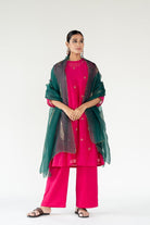 Rani Pink Ekra Kurta Set with Shama Odhani - CiceroniKurta Set, Festive WearNirjara