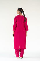 Rani Pink Gulzar Kurta Set with Shama Odhani - CiceroniKurta Set, Festive WearNirjara