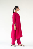 Rani Pink Gulzar Kurta Set with Shama Odhani - CiceroniKurta Set, Festive WearNirjara