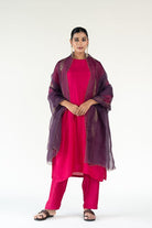 Rani Pink Gulzar Kurta Set with Shama Odhani - CiceroniKurta Set, Festive WearNirjara