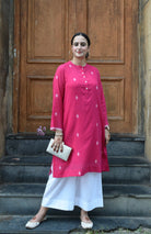 Rani Pink Jamdani Kurta with Placket - CiceroniKurta, Everyday WearHouse of Moxa