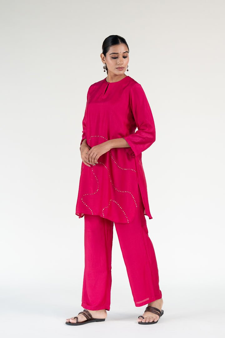 Rani Pink Mehr Kurta Set with Ayra Odhani - CiceroniKurta Set, Festive WearNirjara