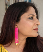 Rani Pink Thread Wrapped Bar Earrings - CiceroniEarringsBoundless by Shilpi