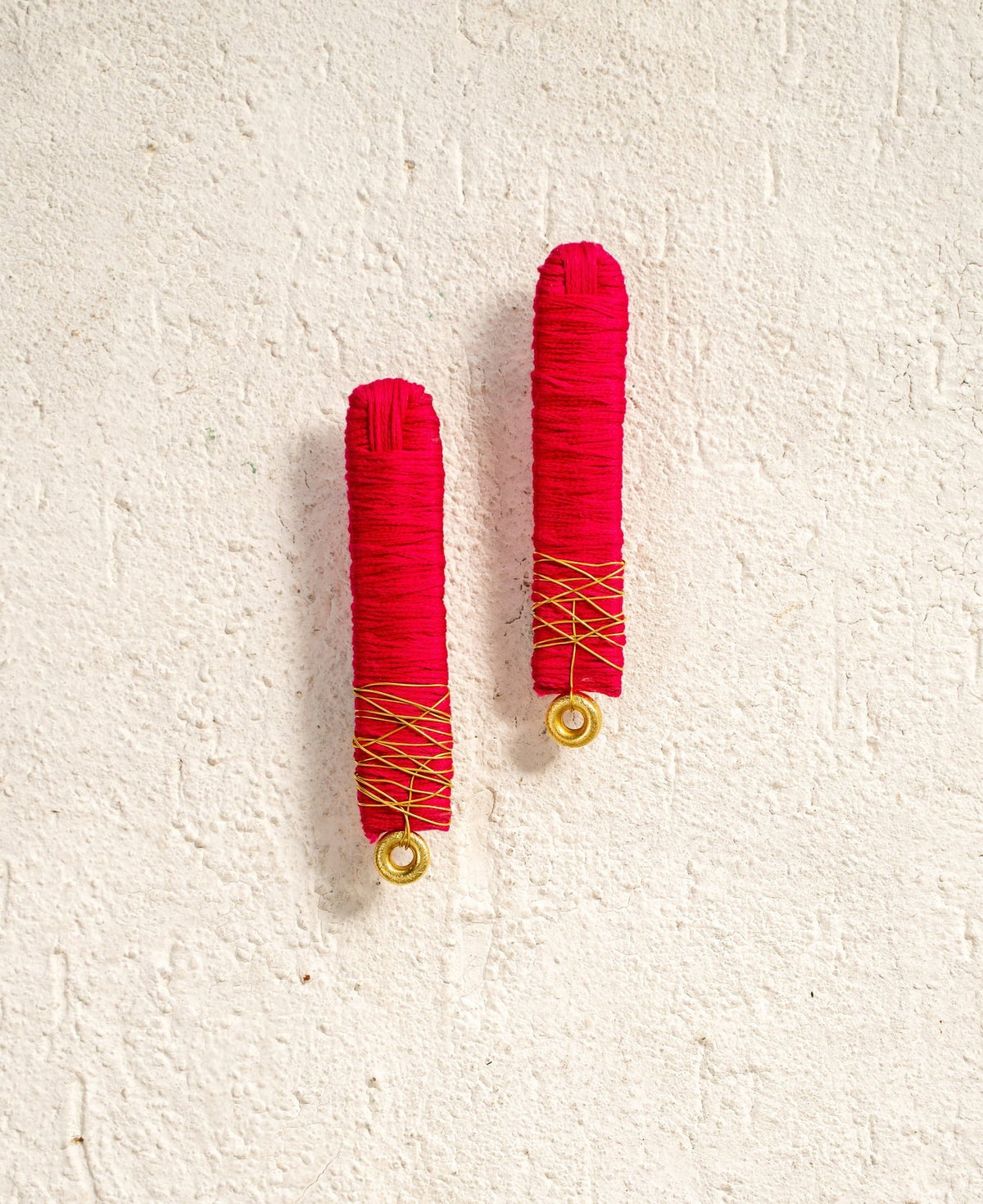 Rani Pink Thread Wrapped Bar Earrings - CiceroniEarringsBoundless by Shilpi