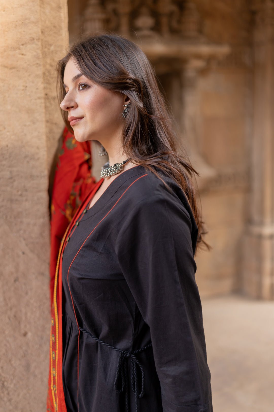 Rann Black Kurta Set with Ajrakh Dupatta - CiceroniKurta Set, Everyday WearMaidaan