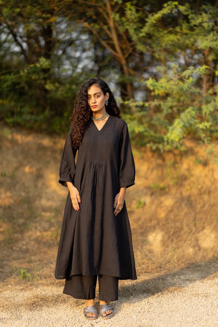 Raven Black Kurta Set with Dupatta - CiceroniKurta Set, Everyday WearMaidaan