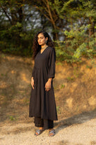 Raven Black Kurta Set with Dupatta - CiceroniKurta Set, Everyday WearMaidaan