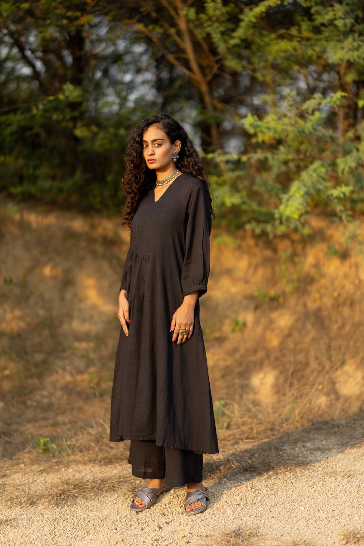 Raven Black Kurta Set with Dupatta - CiceroniKurta Set, Everyday WearMaidaan