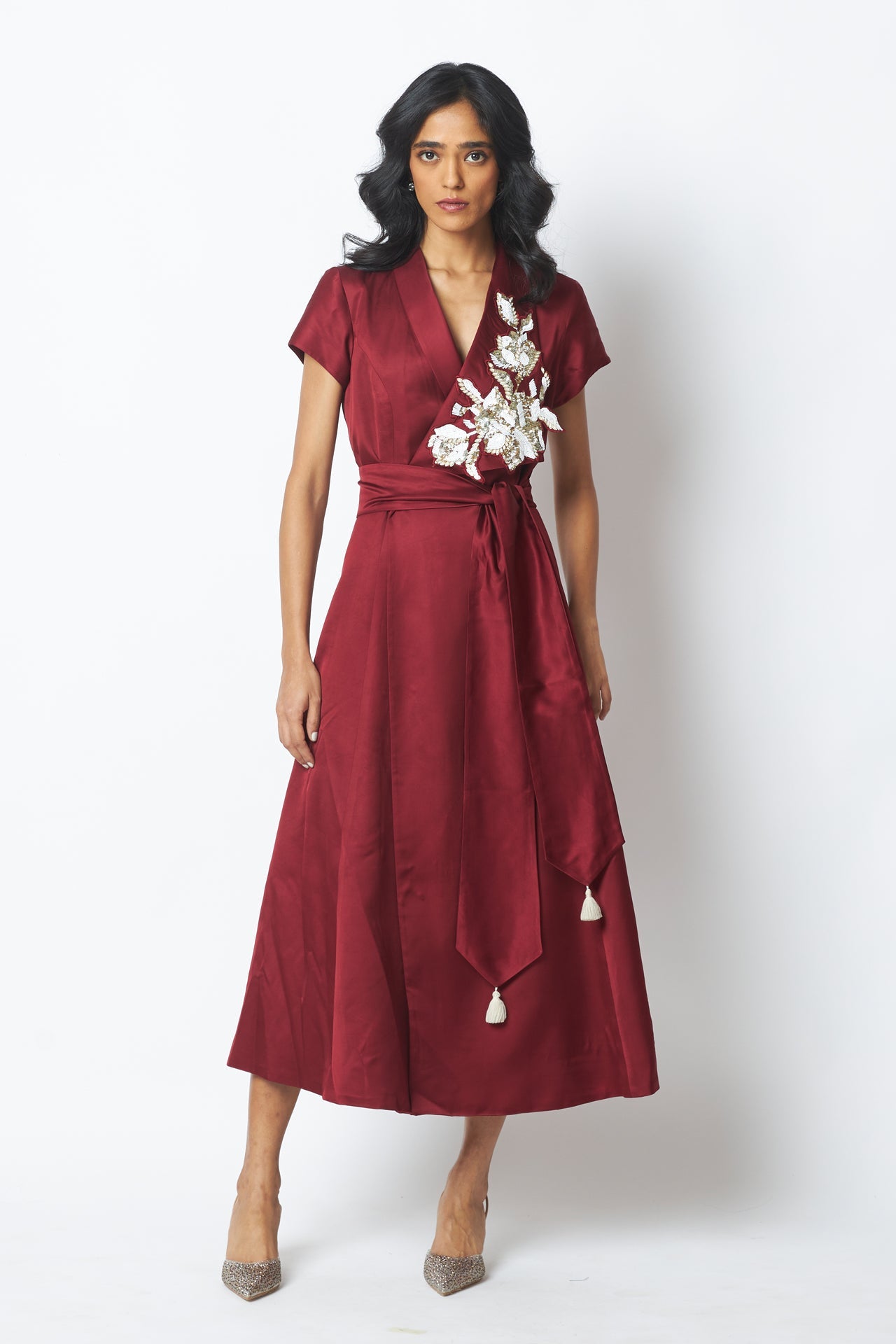 Ravena - Floral Broach Long Wrap Dress - CiceroniDressMadder Much