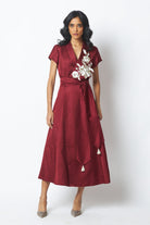 Ravena - Floral Broach Long Wrap Dress - CiceroniDressMadder Much
