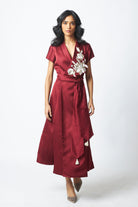 Ravena - Floral Broach Long Wrap Dress - CiceroniDressMadder Much