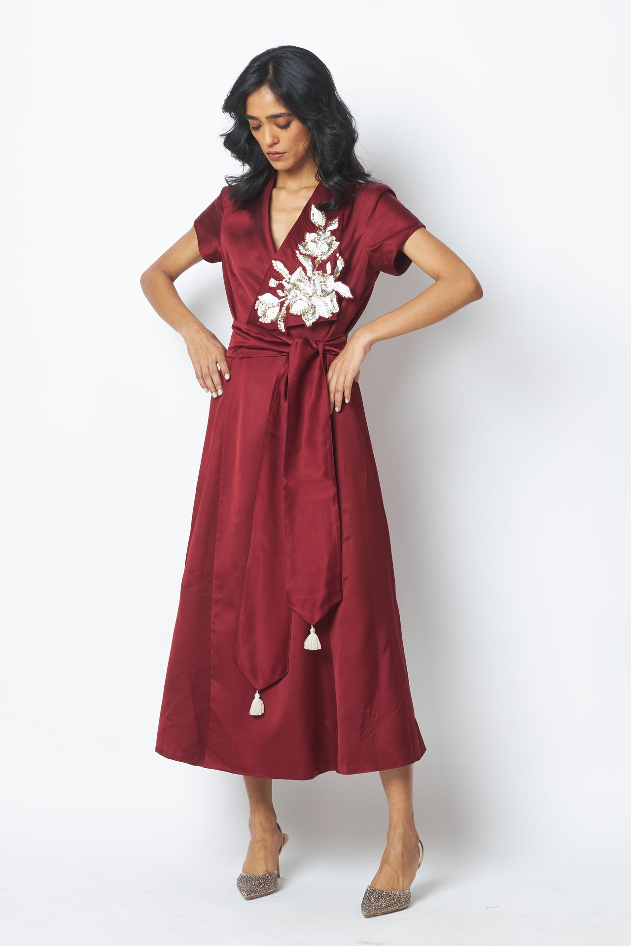Ravena - Floral Broach Long Wrap Dress - CiceroniDressMadder Much