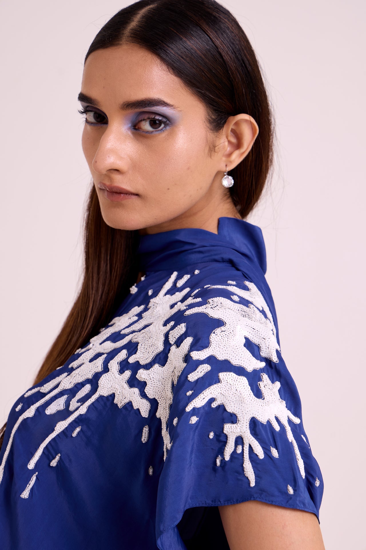 Ray - Electric Blue Neck Scarf Kaftan - CiceroniKaftanMadder Much