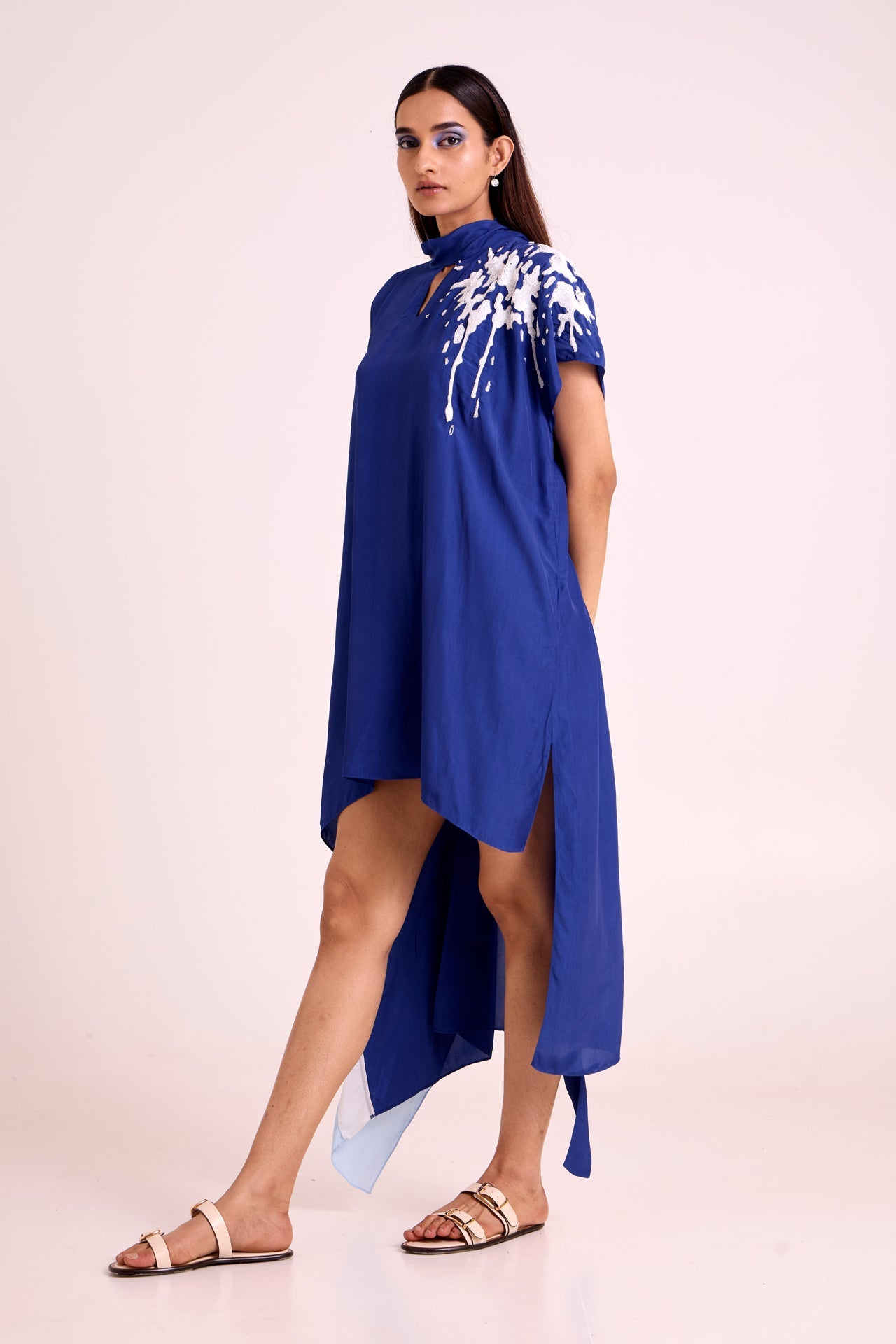 Ray - Electric Blue Neck Scarf Kaftan - CiceroniKaftanMadder Much