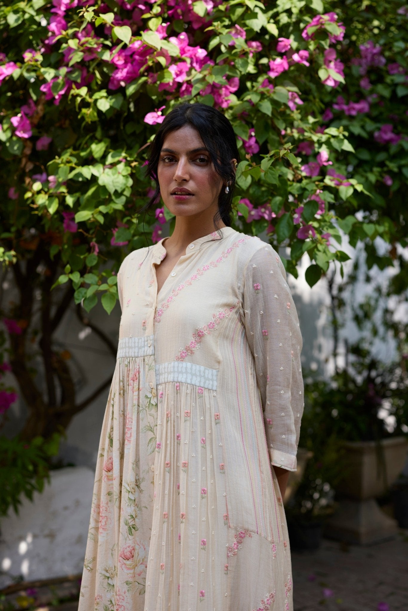 Raye Tunic - Ecru and Peach - CiceroniKurta, Everyday WearKhyati Rughani
