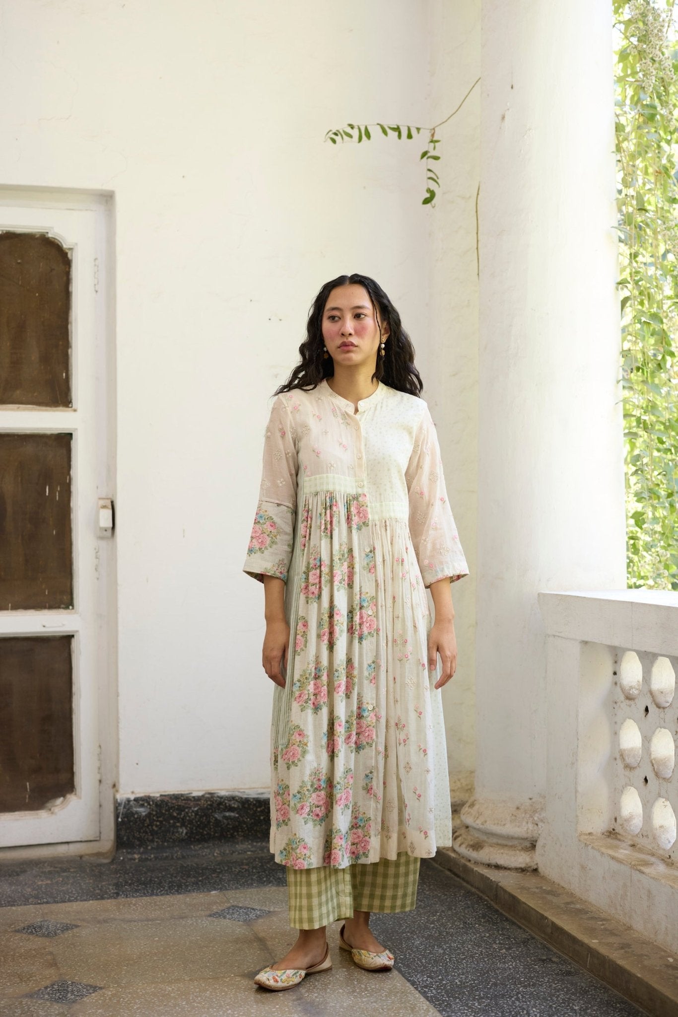 Raye Tunic Set - Off white and Pink - CiceroniKurta Set, Everyday WearKhyati Rughani