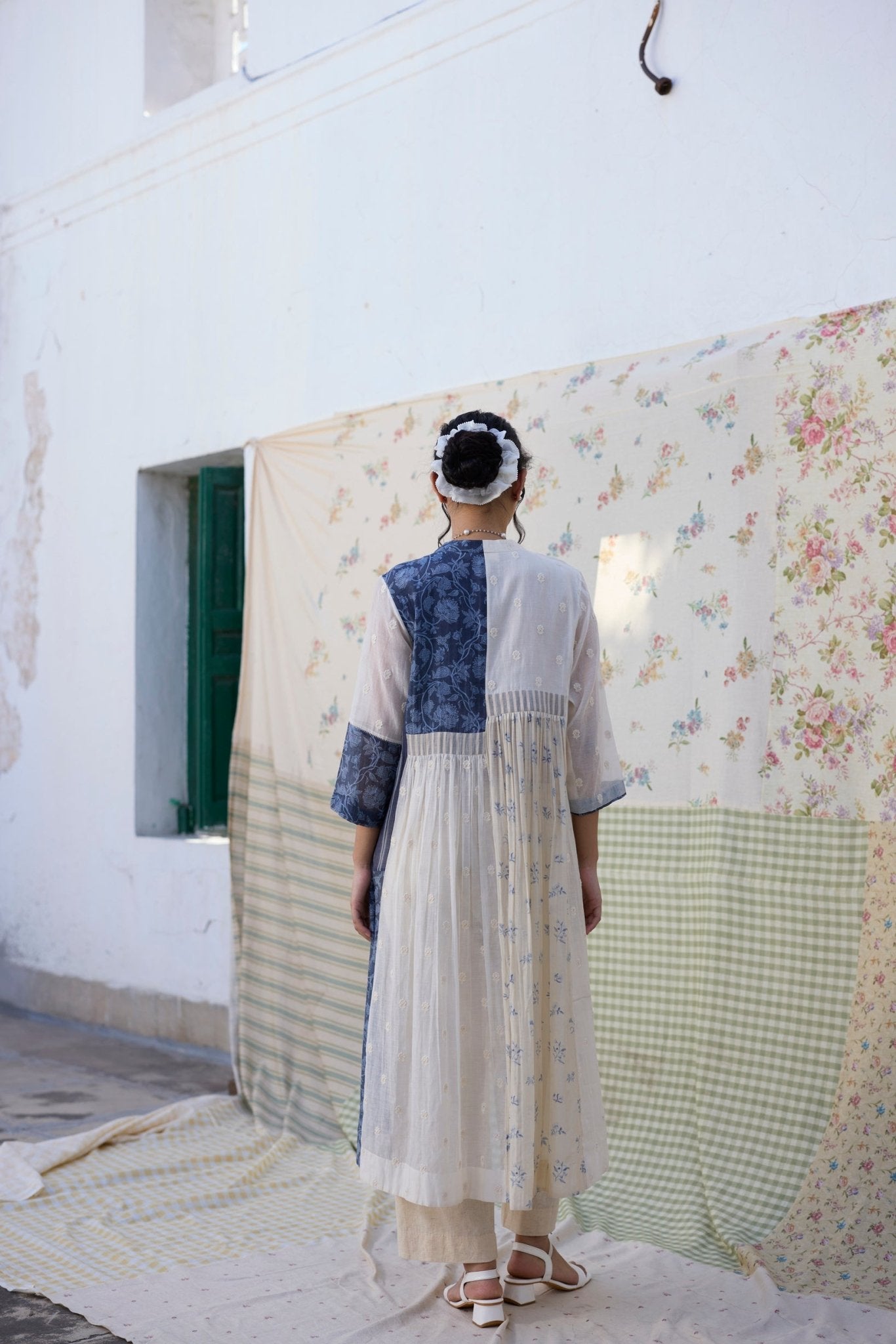 Raye Tunic Set - Off White & Blue - CiceroniKurta Set, Everyday WearKhyati Rughani
