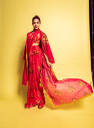 Red Firefly Drape Saree - CiceroniSareeTil