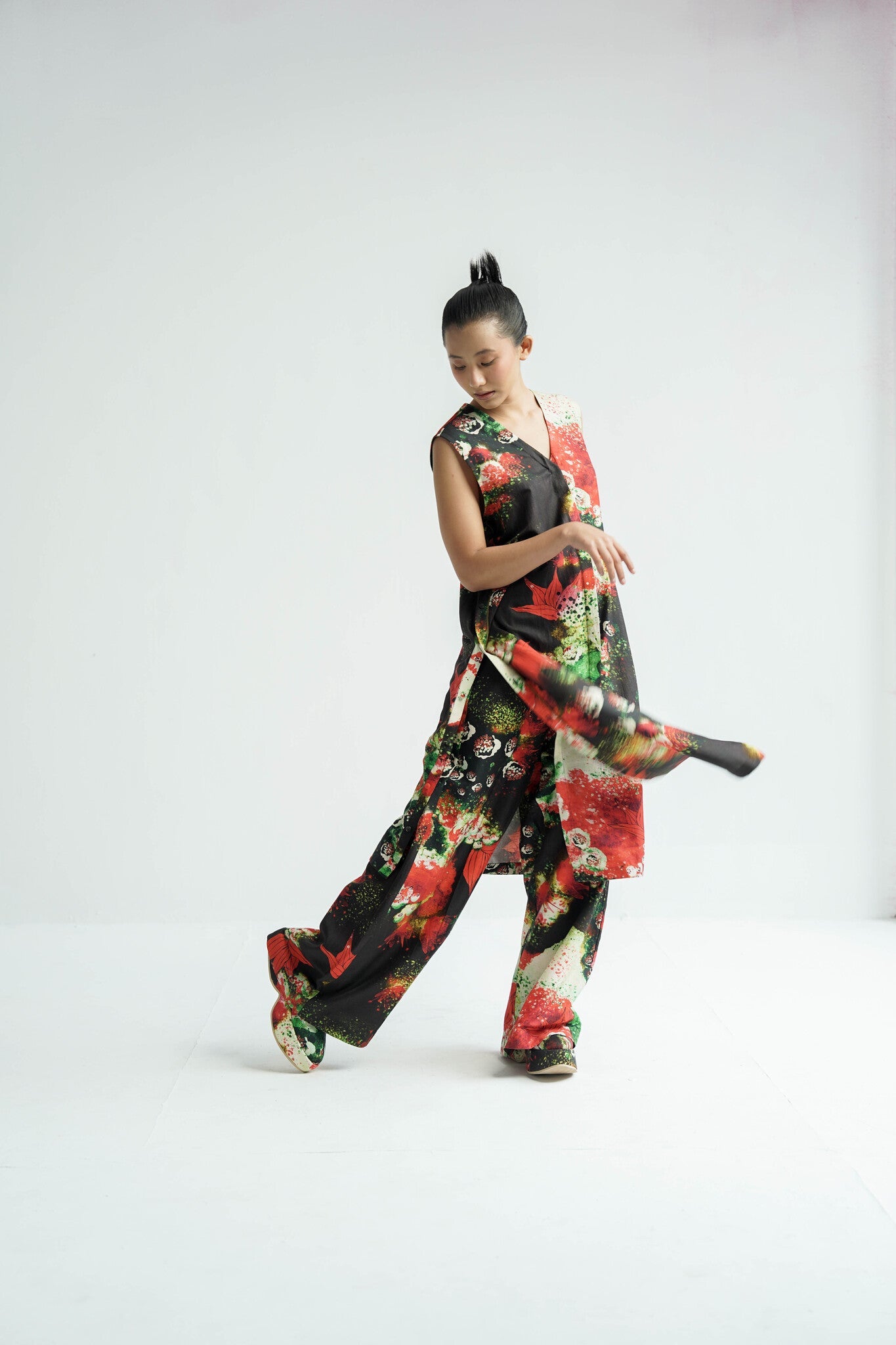 Red Florid Co - ord Set - CiceroniKurta Set, Everyday WearTil