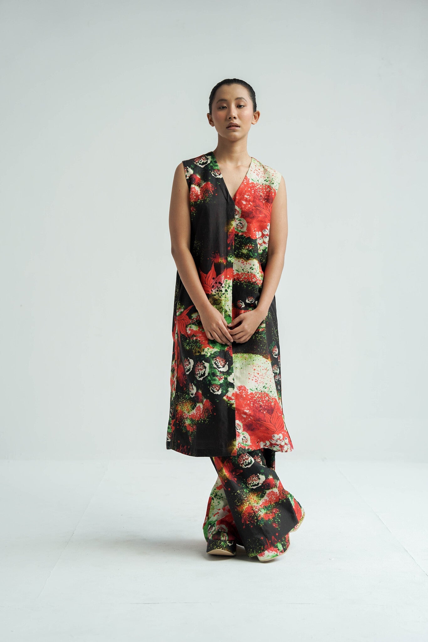 Red Florid Co - ord Set - CiceroniKurta Set, Everyday WearTil