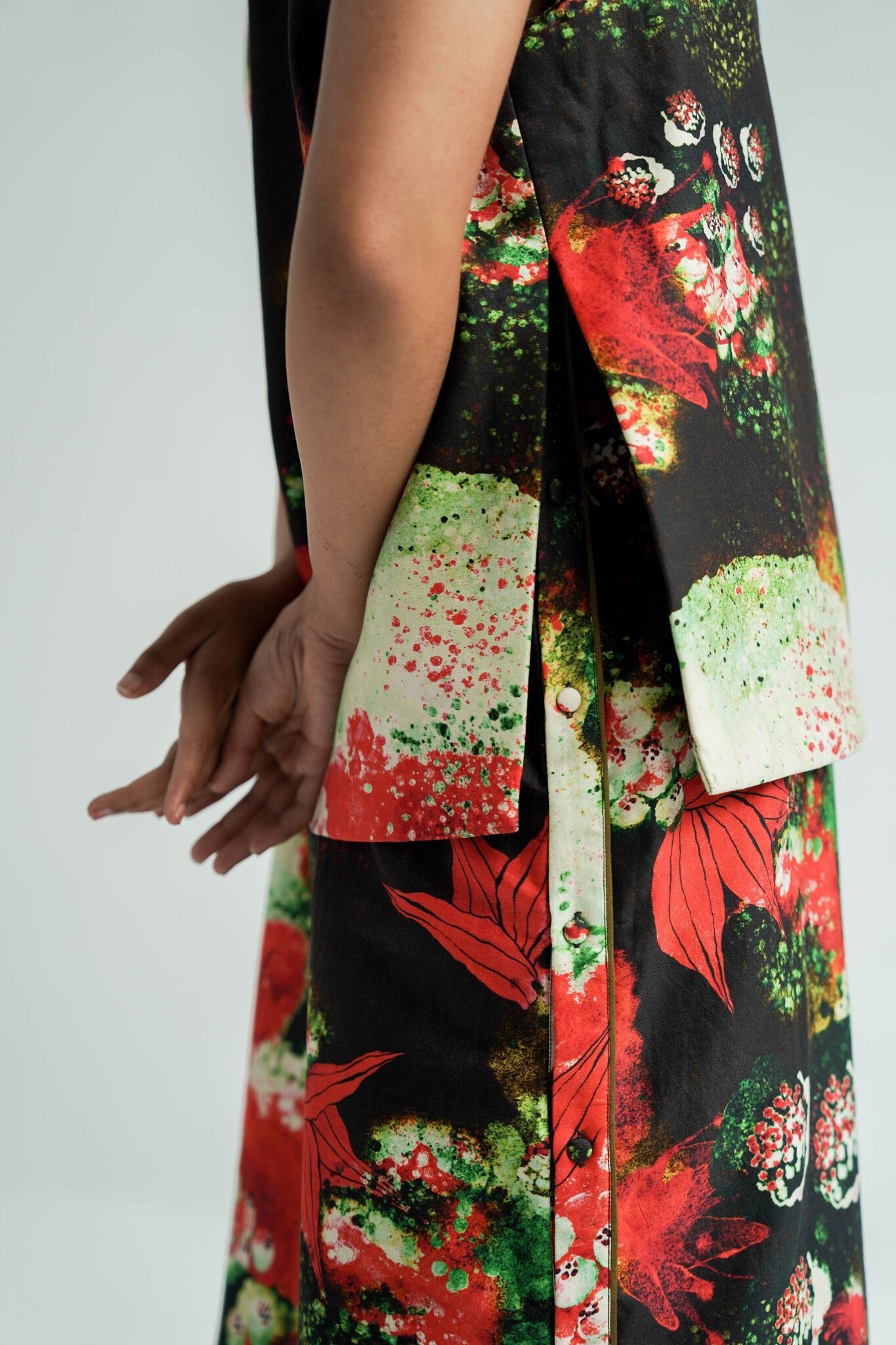 Red Florid Gilet - CiceroniJacketsTil