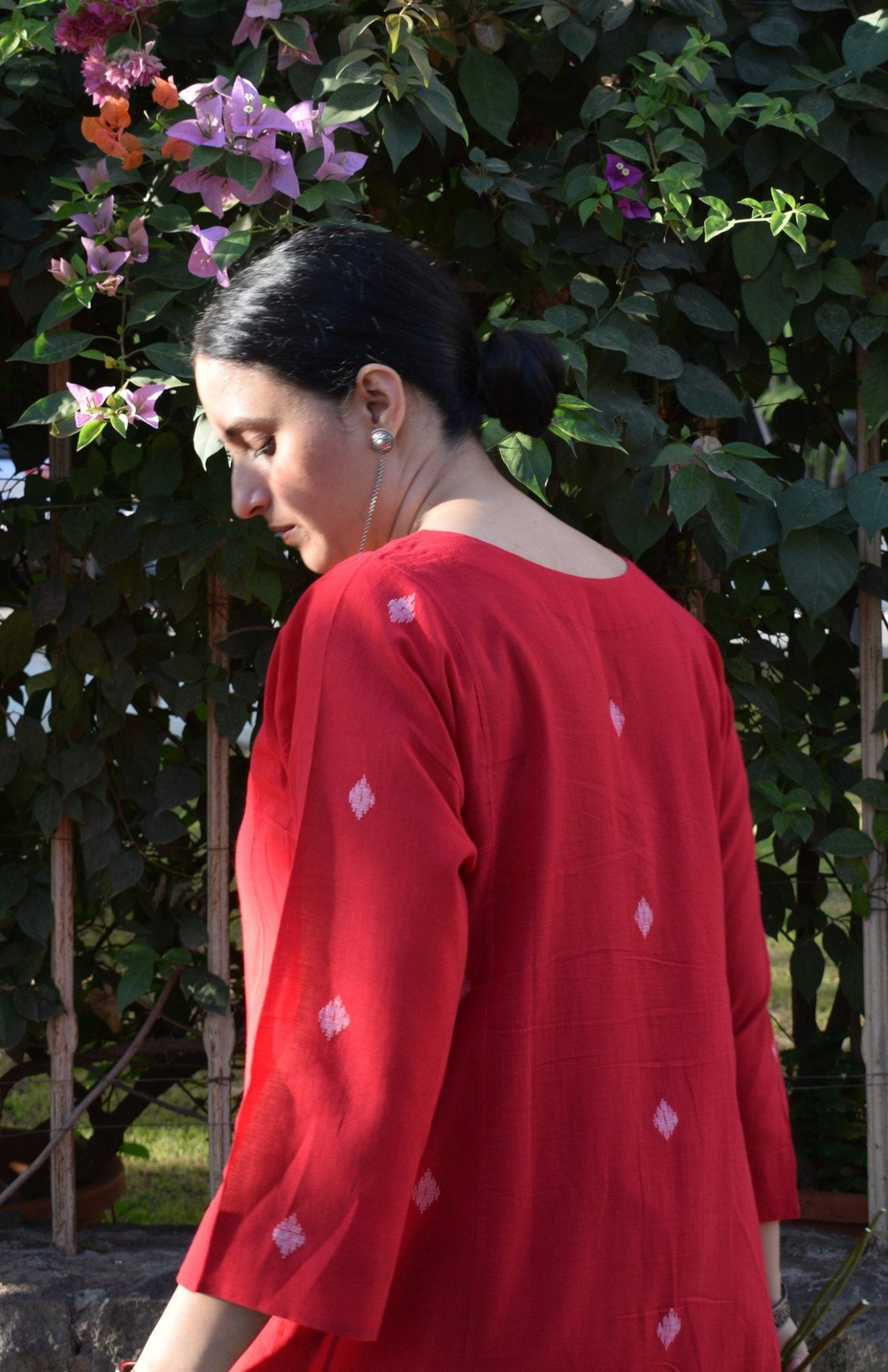 Red Jamdani Phiran - CiceroniKurta, Everyday WearHouse of Moxa