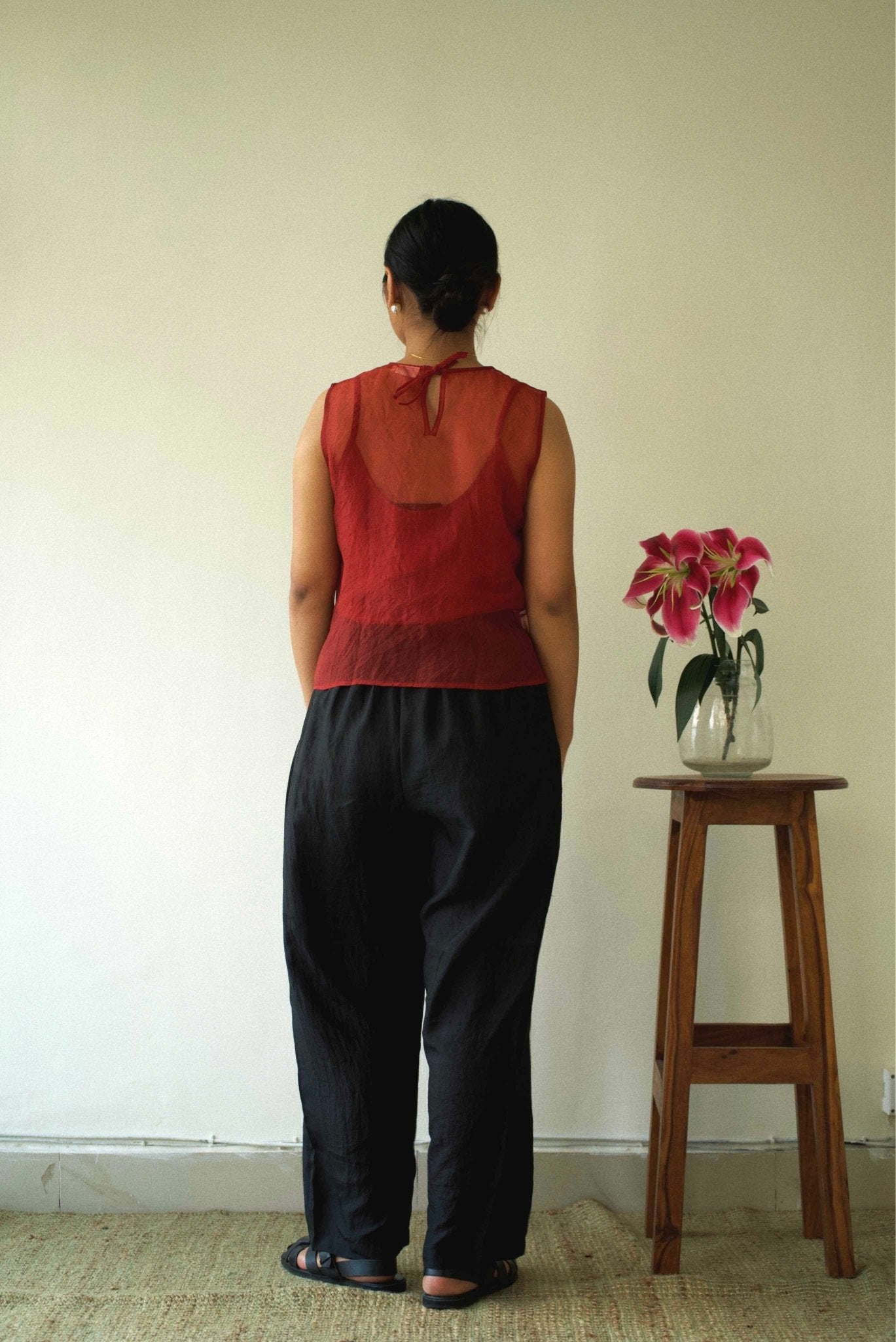 Red Organza Vest - CiceroniTopswith N.