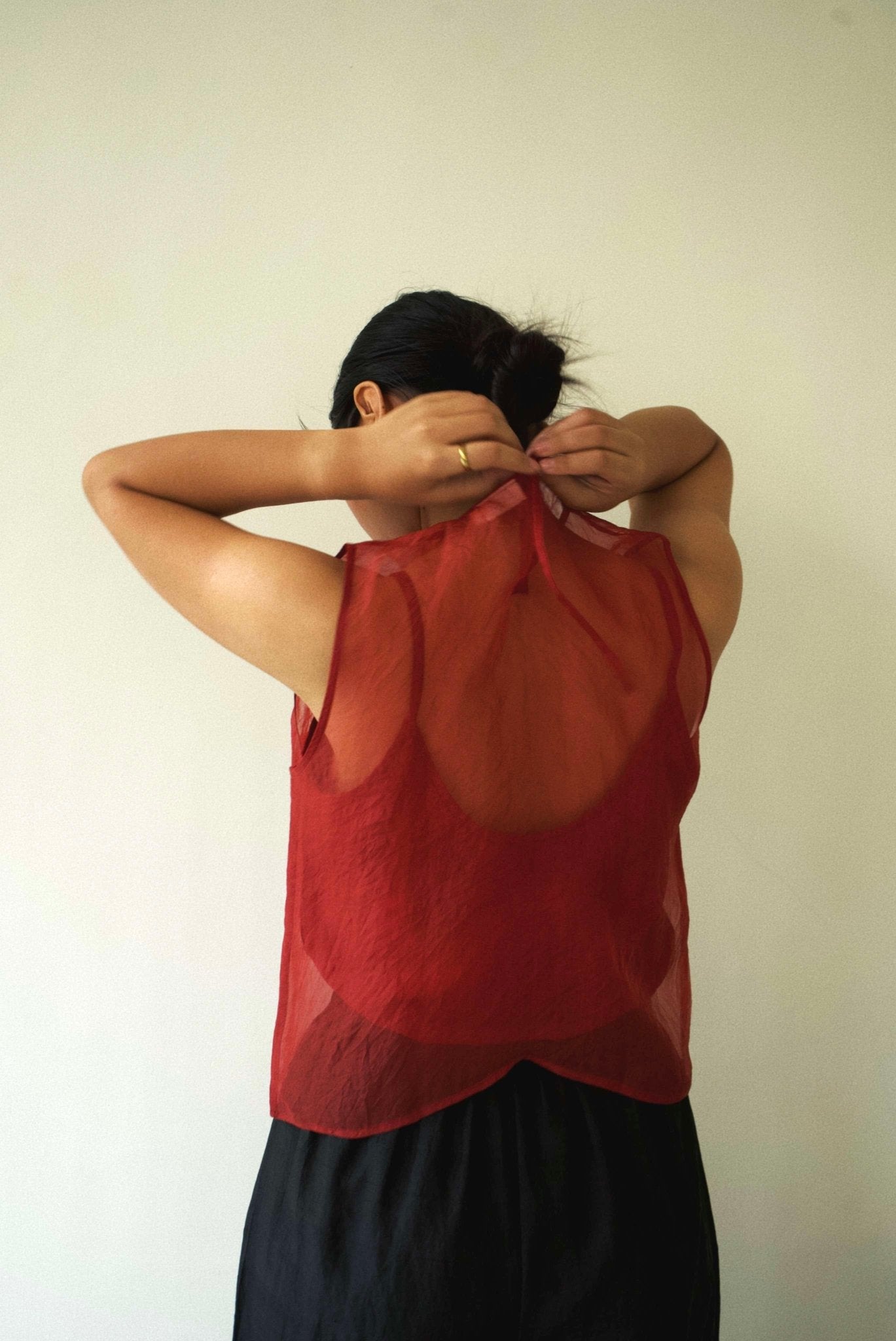 Red Organza Vest - CiceroniTopswith N.