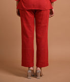 Red Straight Cut Pants with Pocket - CiceroniPantsRang by Rajvi