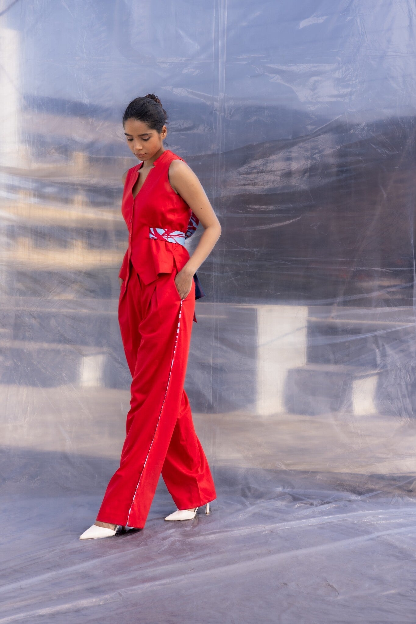 Red Waist Coat Pants Set - CiceroniCo - ord SetBENNCH