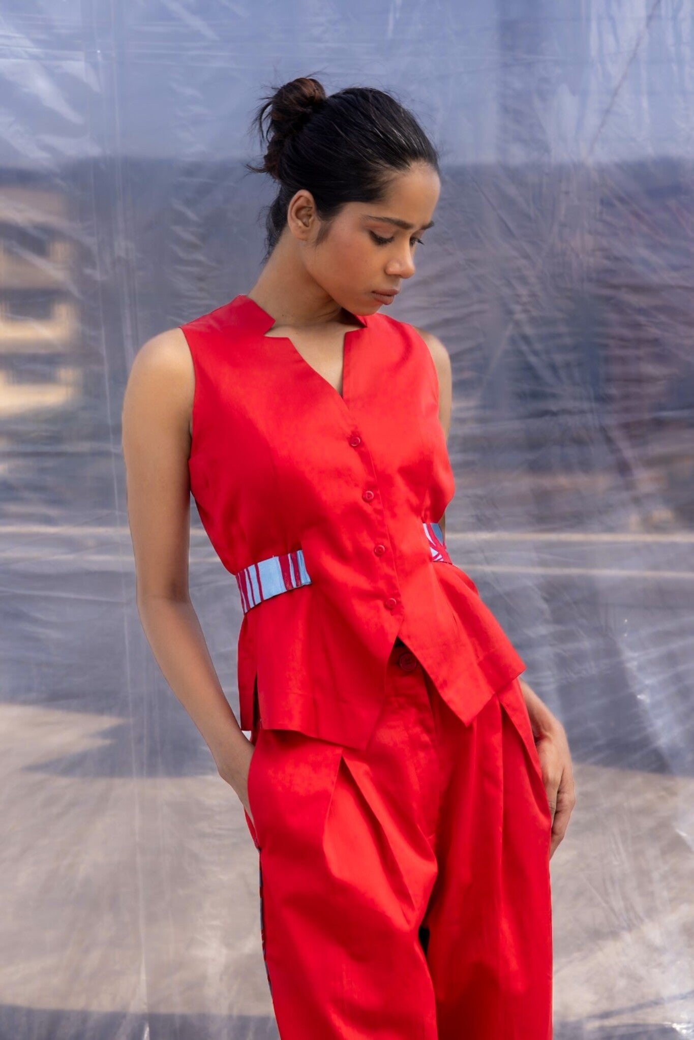 Red Waist Coat Pants Set - CiceroniCo - ord SetBENNCH